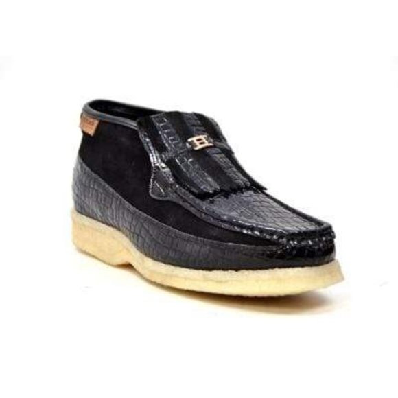 British Walkers Apollo Croc Men's Black Croc Leather and Suede - Picture 3 of 8